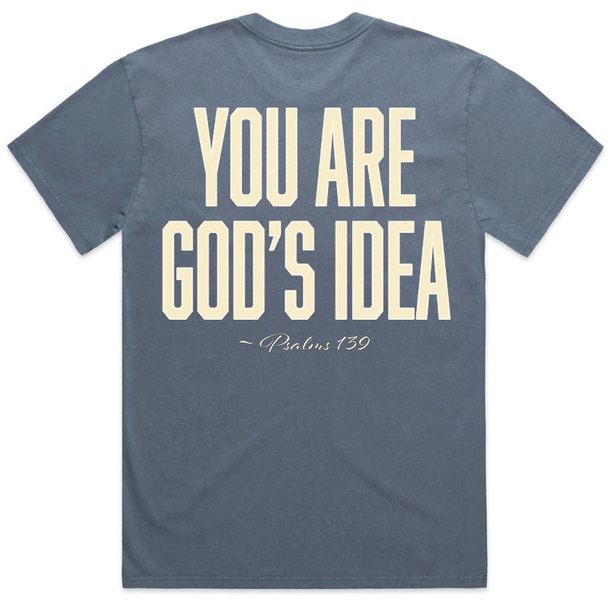“God’s Idea” Oversized Heavy Faded Indigo Tee (Limited Edition)