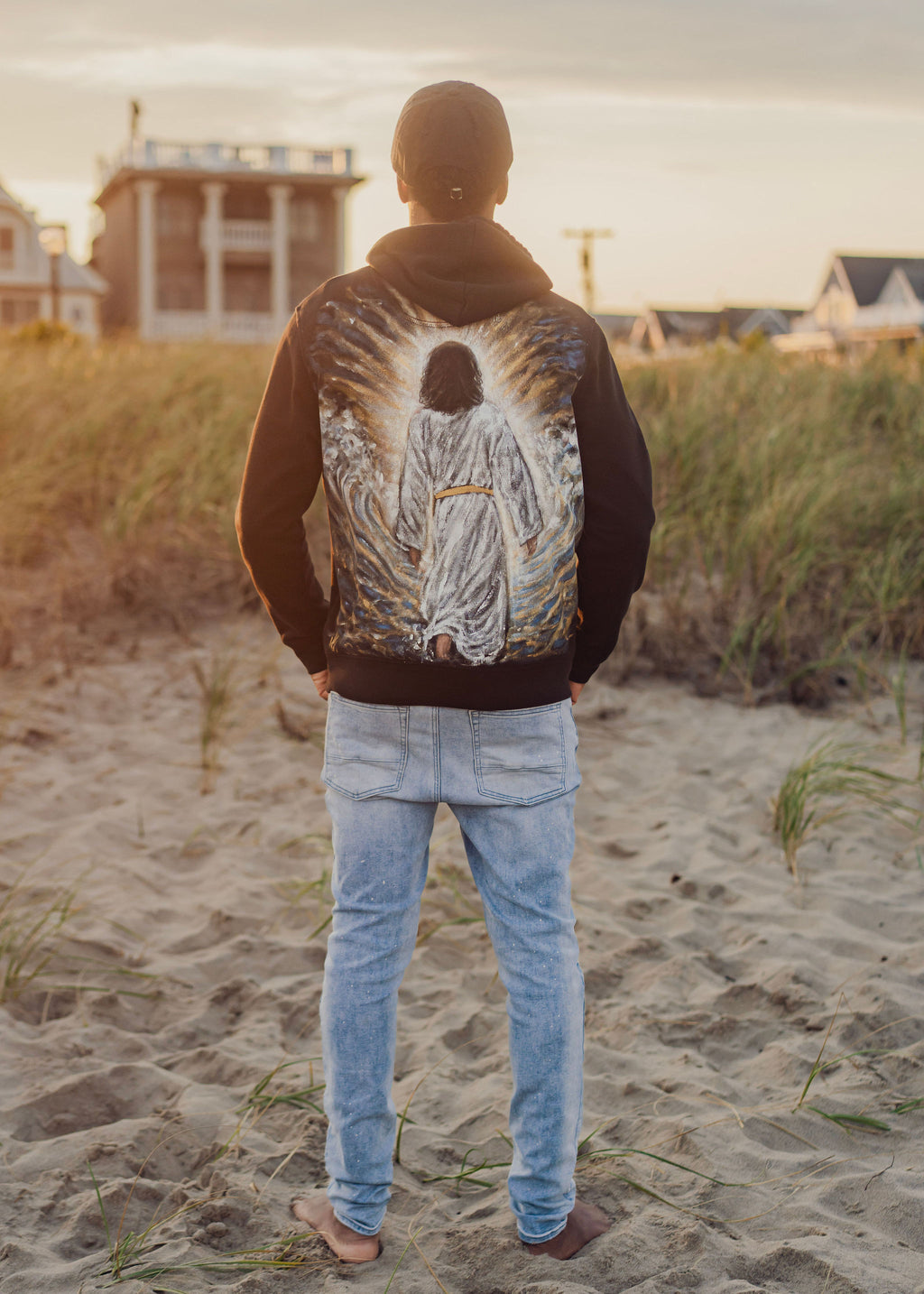 Sweat à capuche original et unique en son genre par l'artiste Heather Strazza