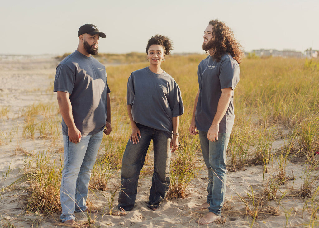 “God’s Idea” Oversized Heavy Faded T-Shirt (Indigo)
