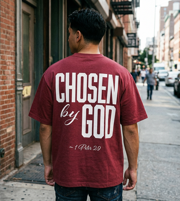Chosen By God Oversized Cardinal Red T-Shirt | 1 Peter 2:9