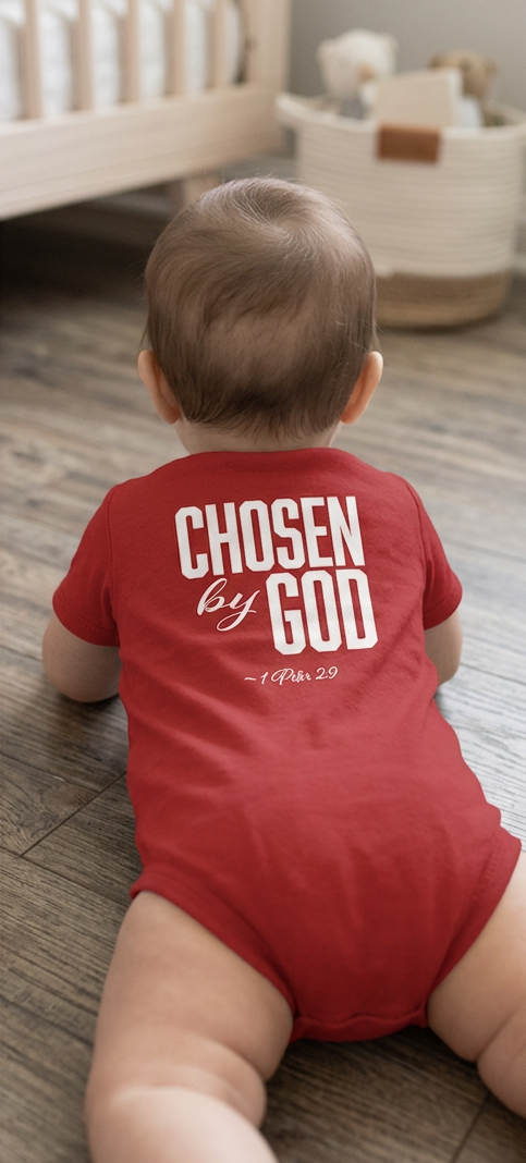 Chosen By God Organic Baby Onesie (Red)