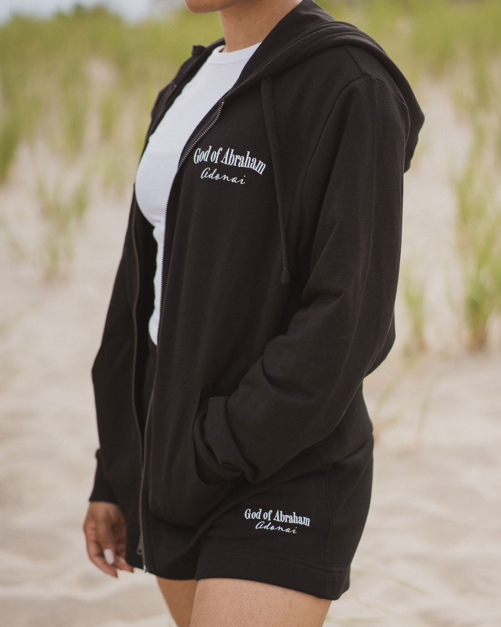 Sweat à capuche zippé bio Dieu d'Abraham Adonaï