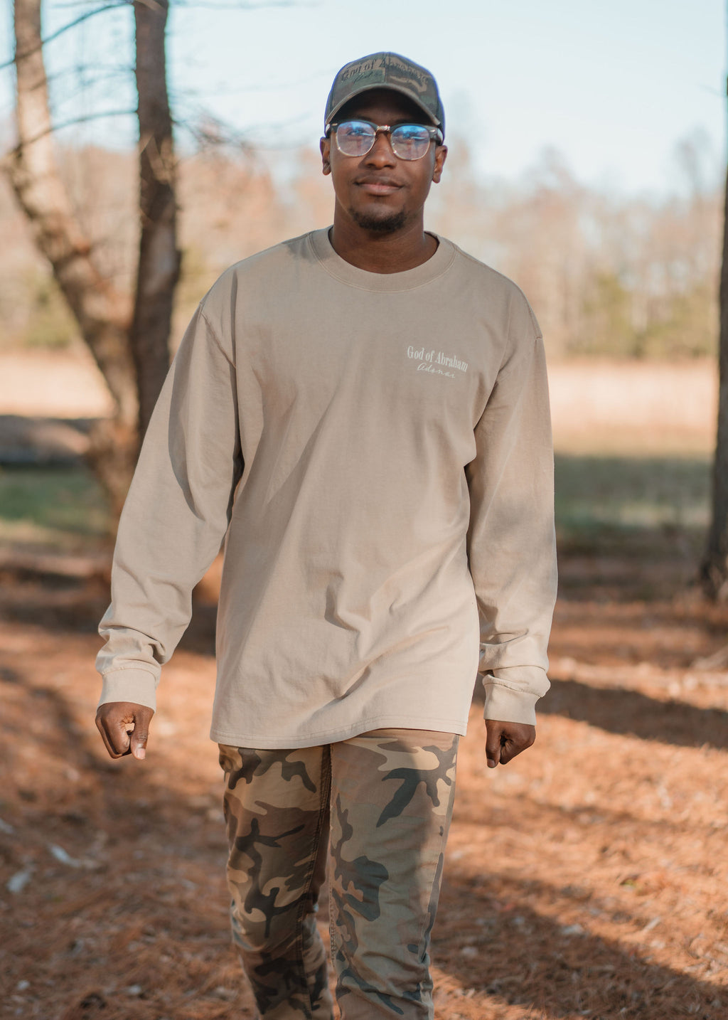 Jesus, Faded Heavyweight Long Sleeve Shirt (Tan)