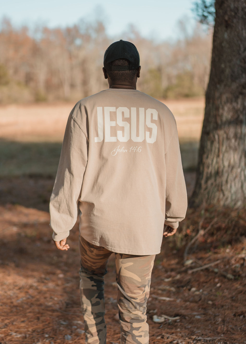 Jesus, Faded Heavyweight Long Sleeve Shirt (Tan)