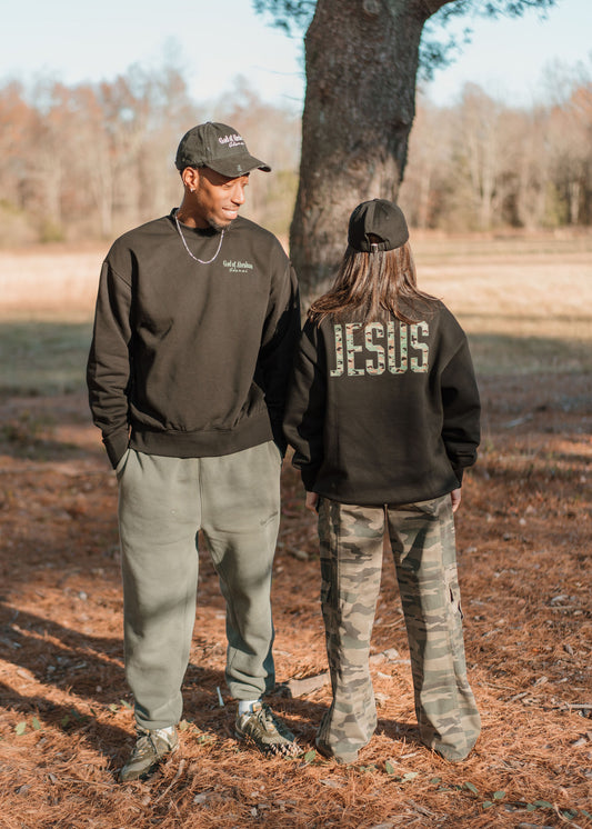 JESUS. - Camo Heavy Crewneck Sweatshirt