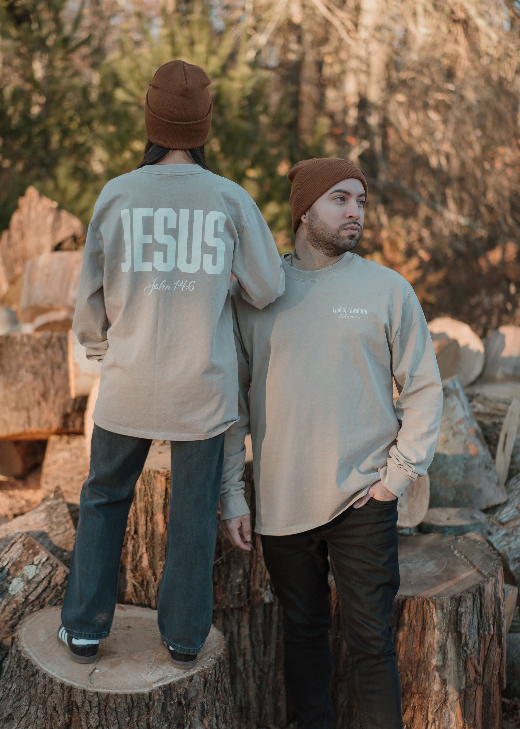 Jesus, Faded Heavyweight Long Sleeve Shirt (Tan)