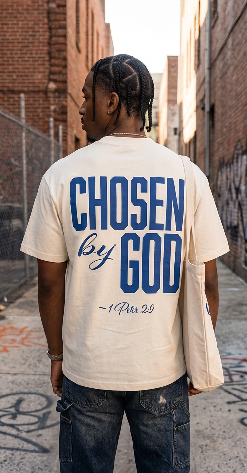 Chosen By God Oversized Ecru T-Shirt | 1 Peter 2:9