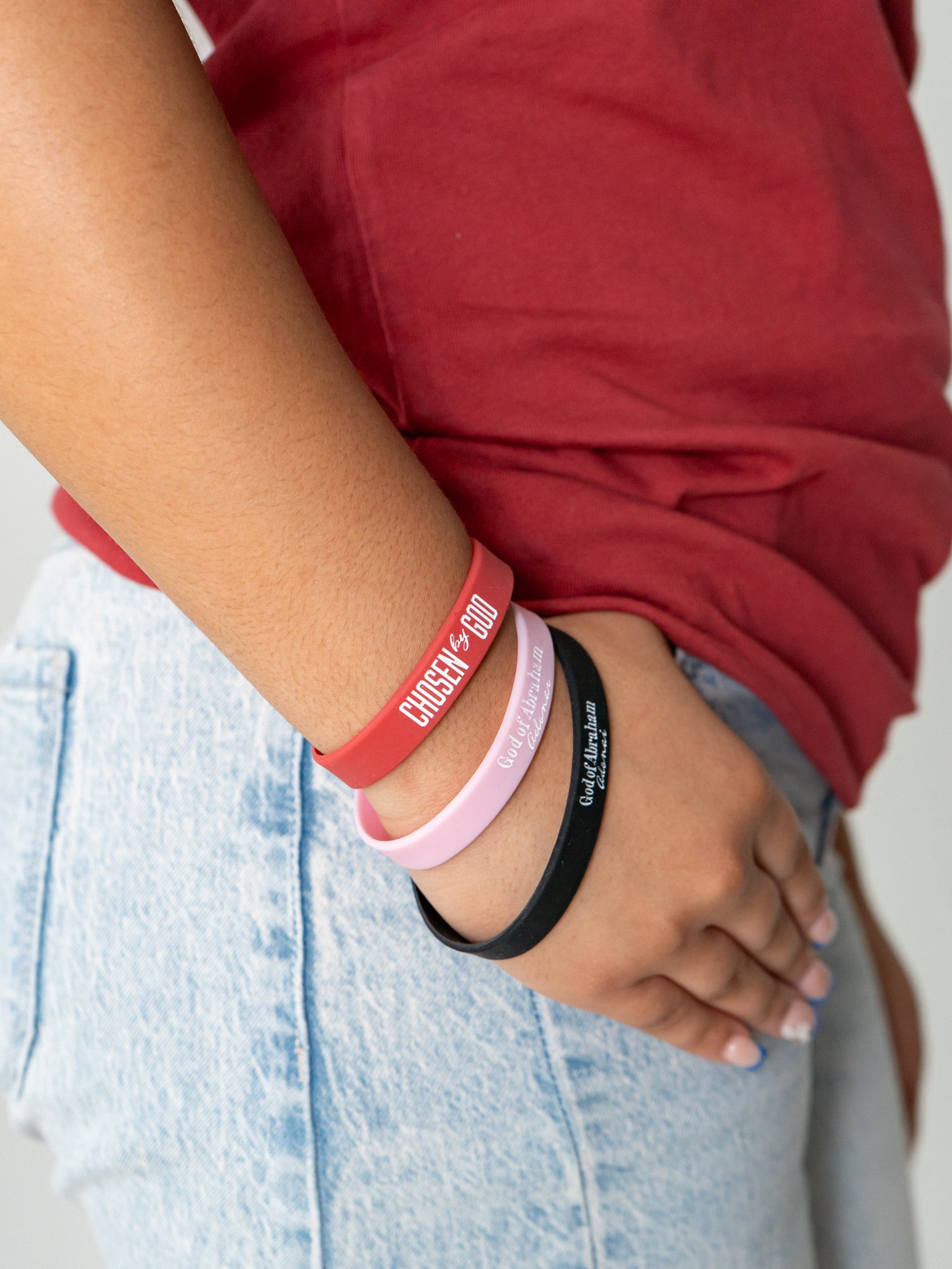 Chosen Wristband | God of Abraham Adonai | 1 Peter 2:9 (Pink)