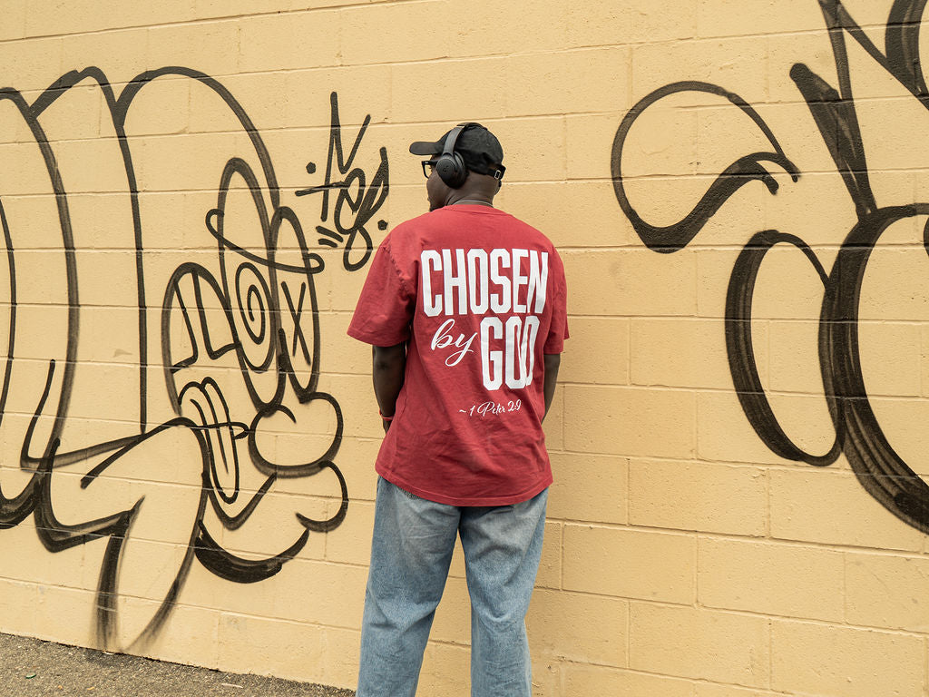 Chosen By God Oversized Cardinal Red T-Shirt | 1 Peter 2:9