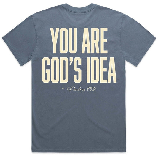 “God’s Idea” Oversized Heavy Faded Indigo Tee (Limited Edition)