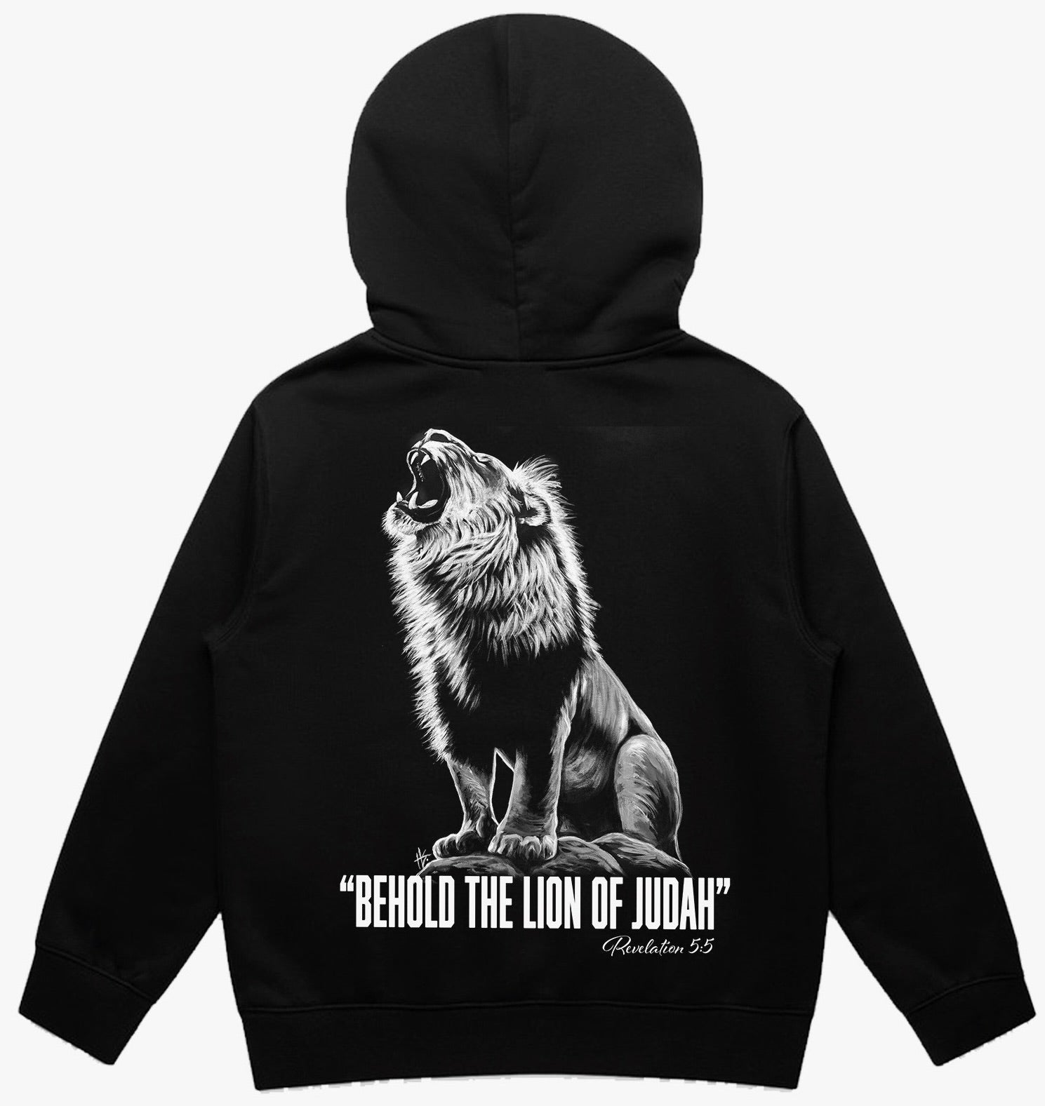Behold the Lion of Judah Black Zip Hoodie | Original Artwork by Heather Strazza