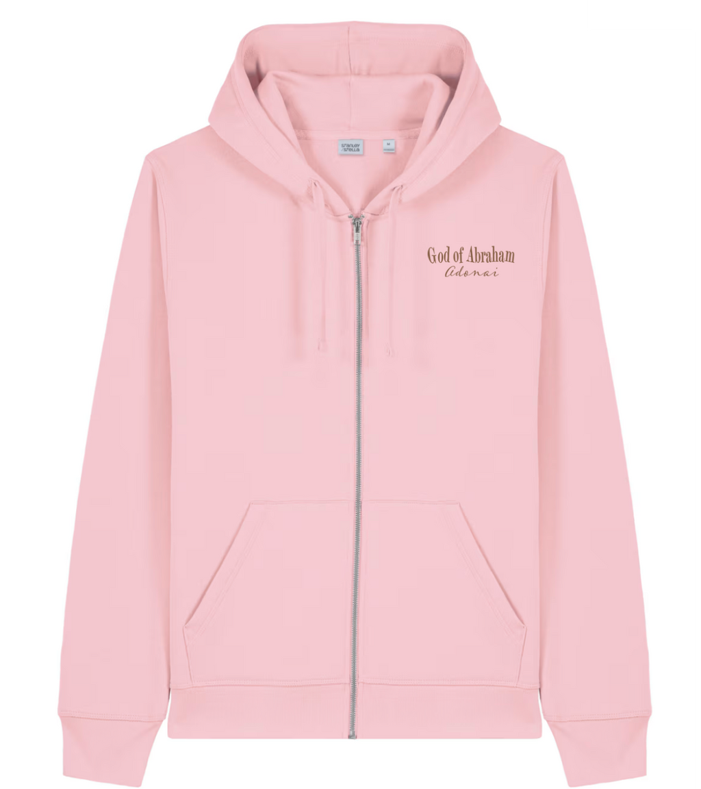 Pink Luke 4:18 Anointed zip-up hoodie by God of Abraham Adonai.