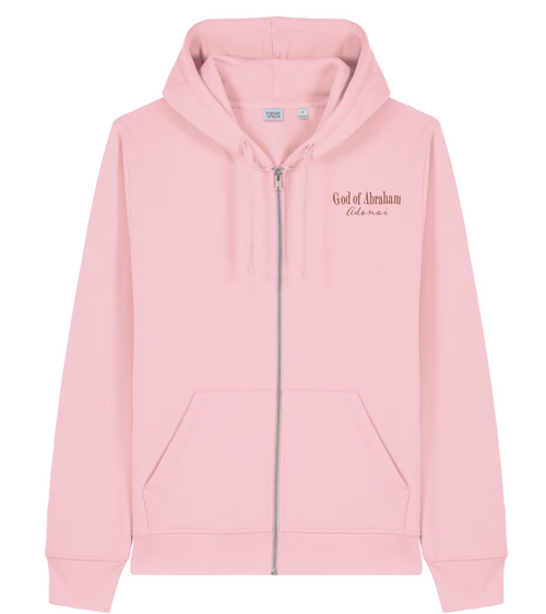 Pink Luke 4:18 Anointed zip-up hoodie by God of Abraham Adonai.