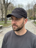 God of Abraham Adonai distressed black dad hat front profile
