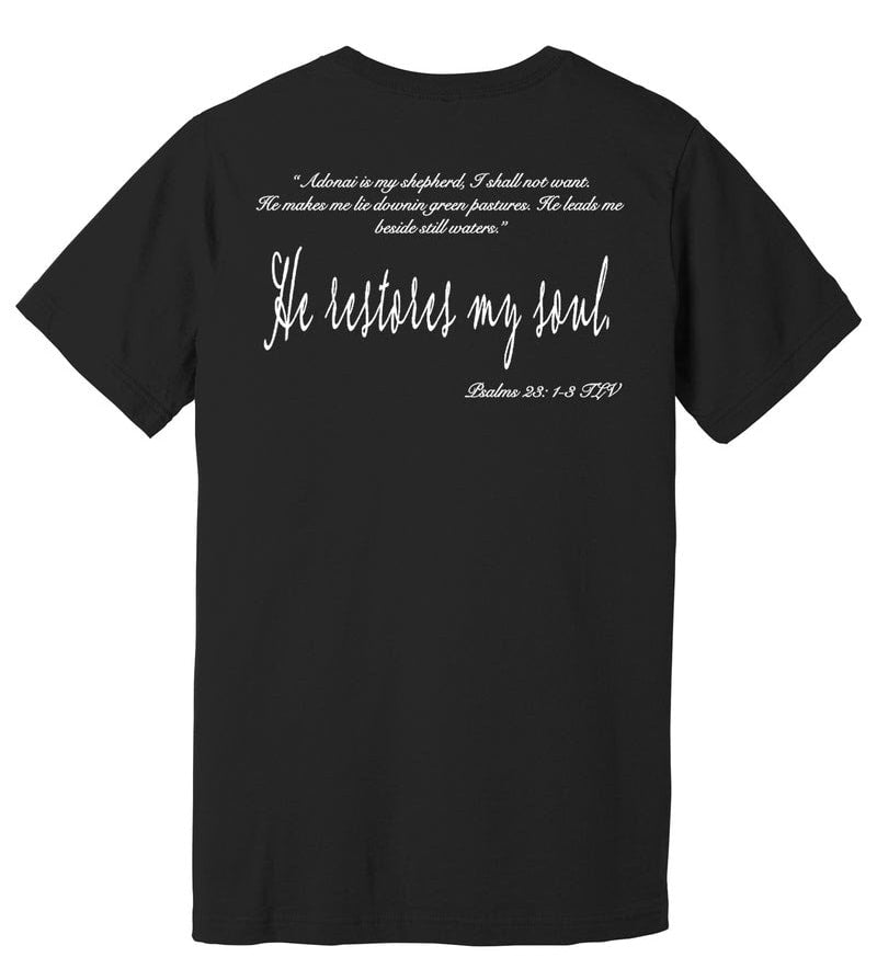 Adonai Restores My Soul Tee (Psalms 21: 1-3) - Pink or Black